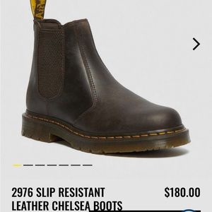 Doc Marten 2976 Slip Resistant Yellow Stitch Crazy Horse Leather- Dark Brown